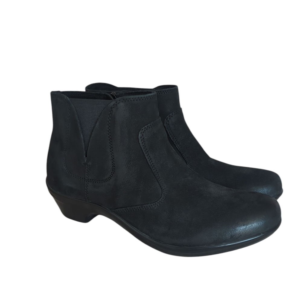 Aravon Kitt Leather Zip Up Booties 9 Black Gore Panel
